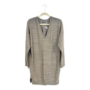 NWT Akira/cherish Gray Sweater Dress Pockets V Neck Size L Large Casual Cozy